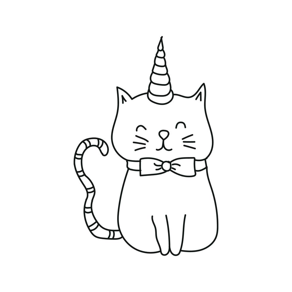 mão desenhado gato animal linha arte vetor