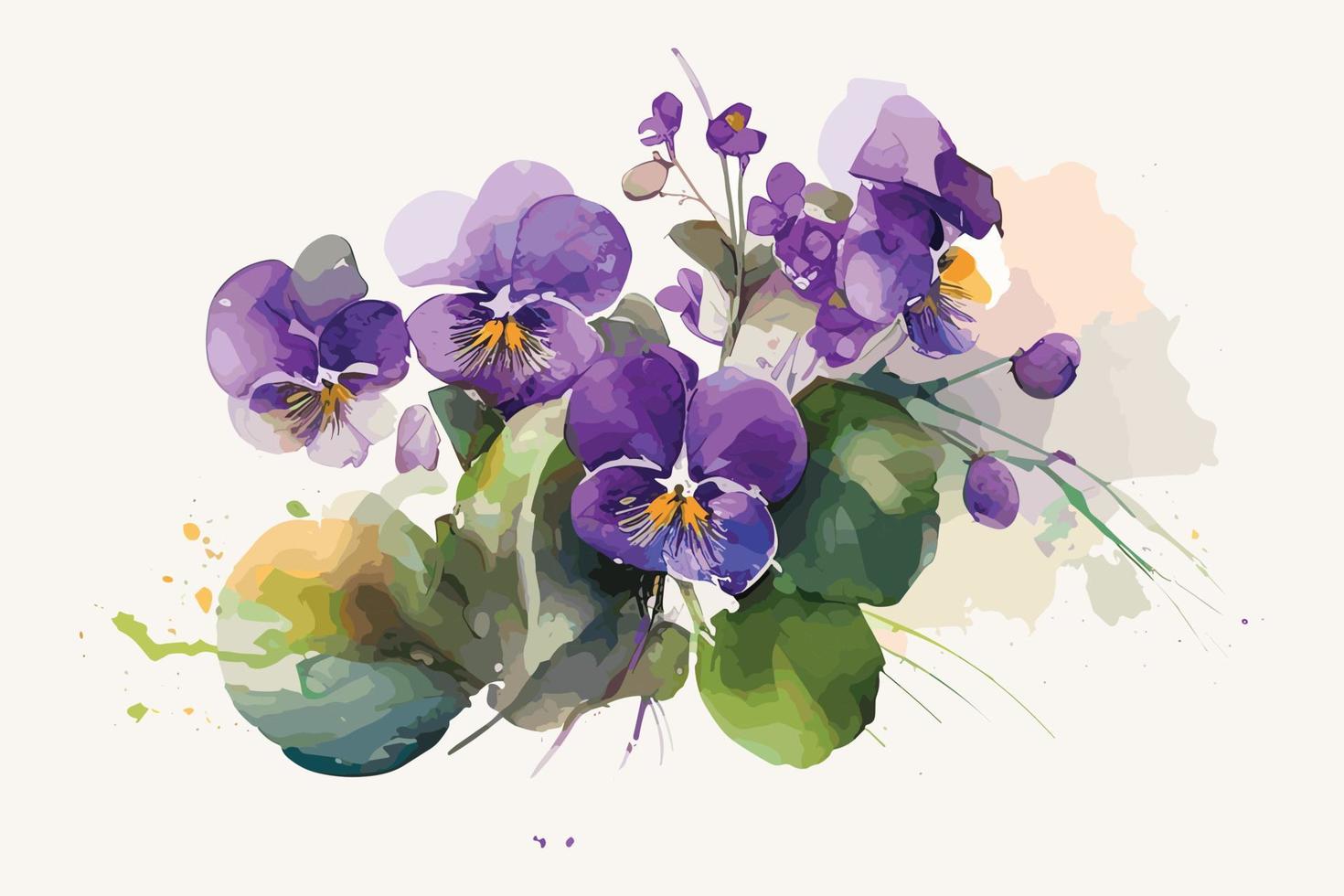 aguarela vibrante violetas flor ilustração para social meios de comunicação Publicidades, cartazes, bandeiras, e livro cobre Projeto vetor