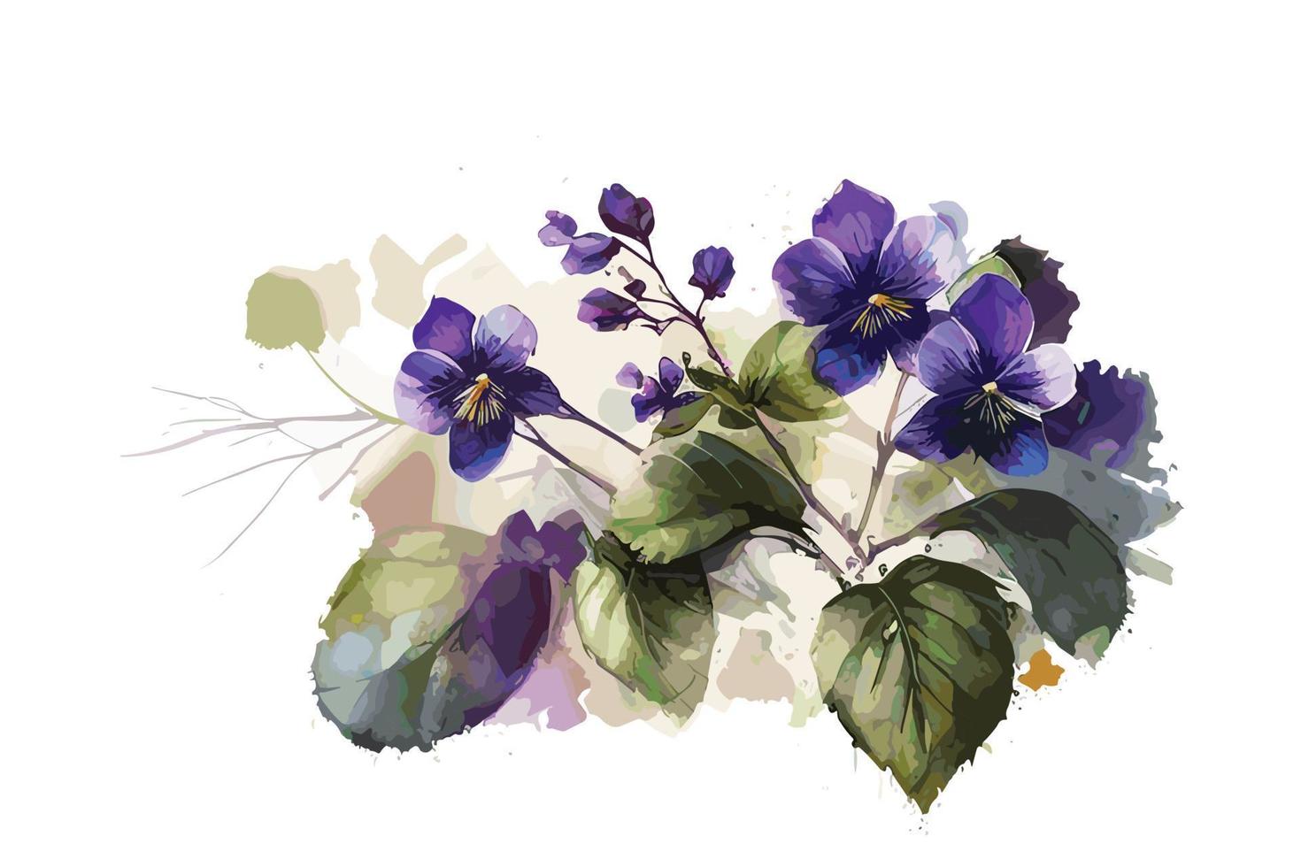 aguarela vibrante violetas flor ilustração para social meios de comunicação Publicidades, cartazes, bandeiras, e livro cobre Projeto vetor