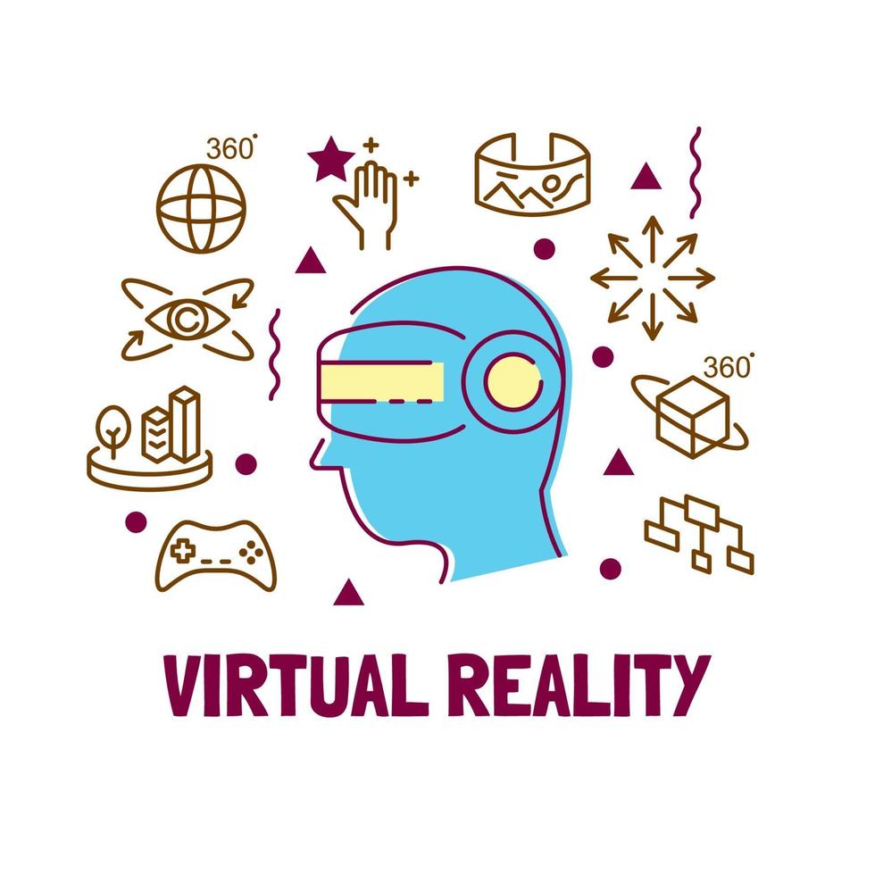esboço moderno da realidade virtual vetor