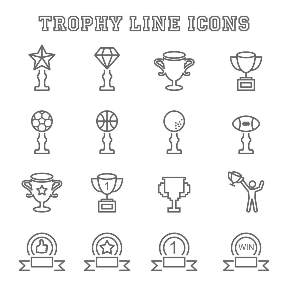 ícones de linha de troféu vetor