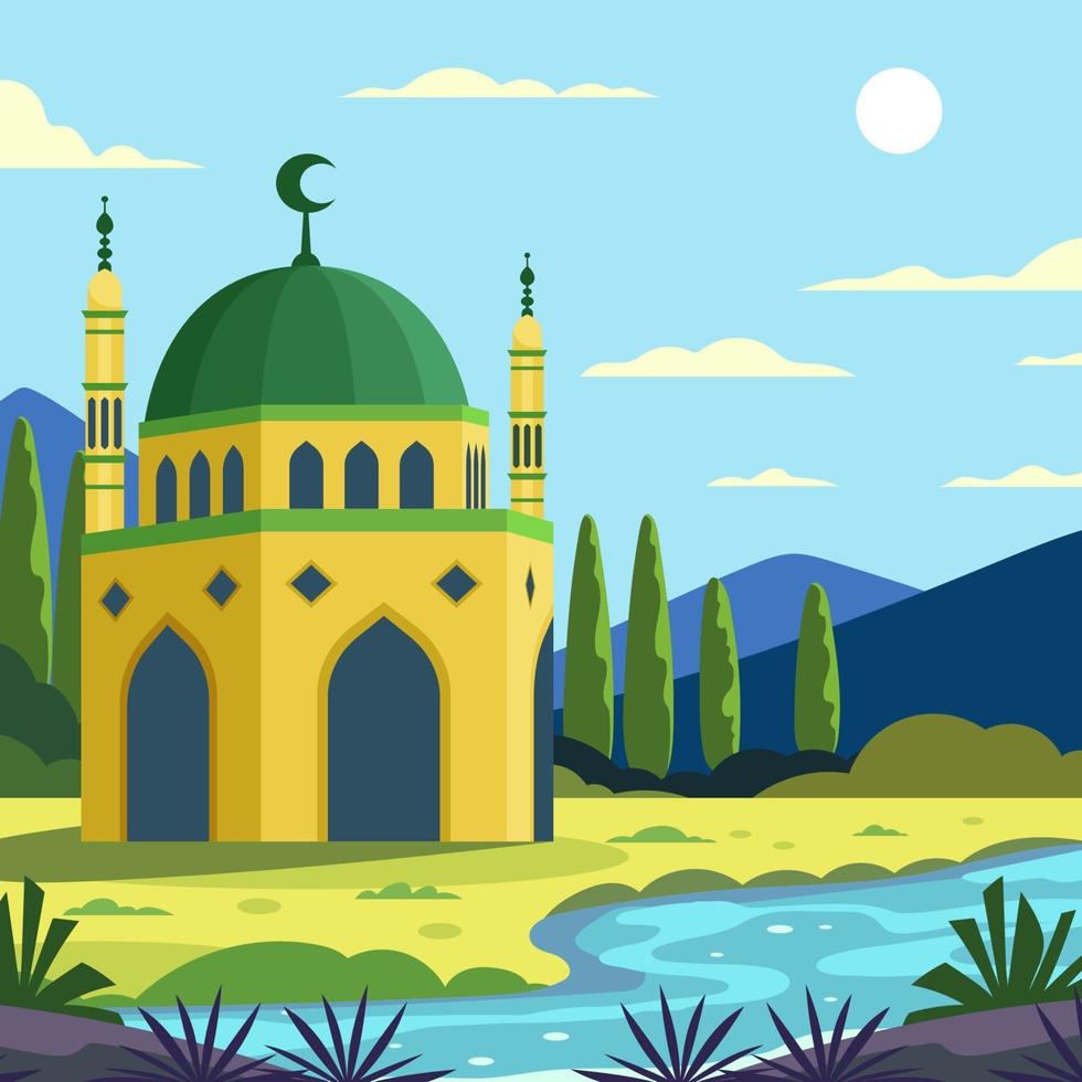 a beleza da mesquita com vista natural vetor