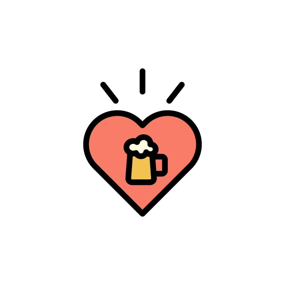 coração, amor, Cerveja vetor ícone