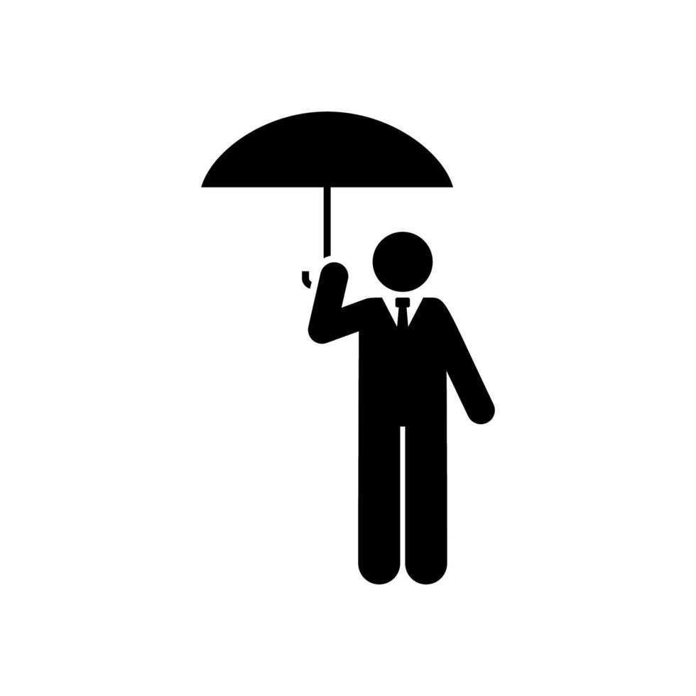 guarda-chuva, lar, homem de negocios vetor ícone