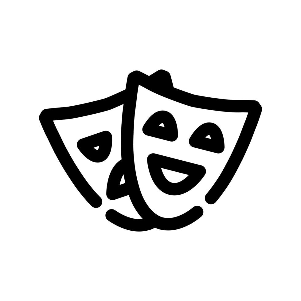 ícone de contorno de duas máscaras. elemento do conjunto dedicado ao teatro. vetor