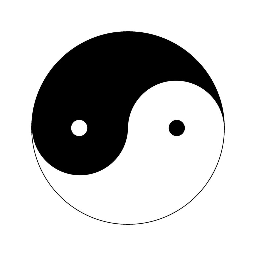 símbolo isolado yin-yang ícone preto e branco vetor