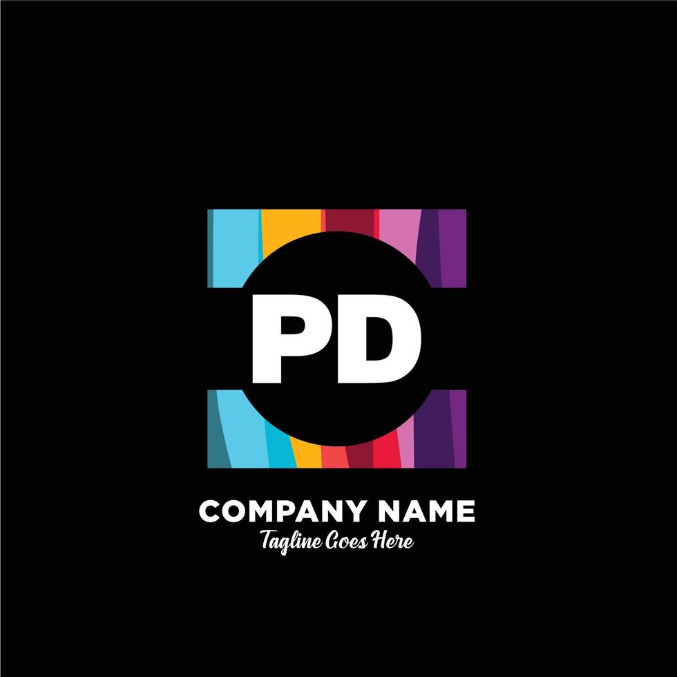 pd inicial logotipo com colorida modelo vetor. vetor