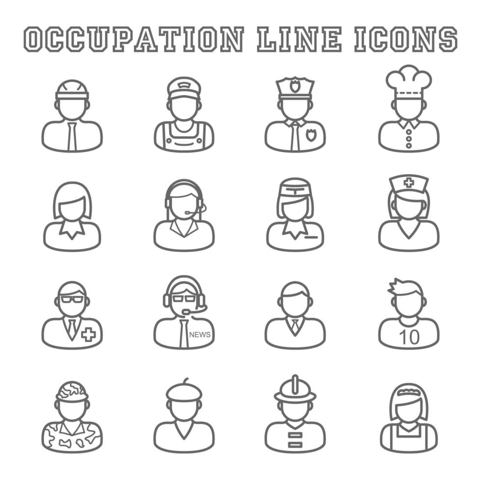 ícones de linha de ocupação vetor