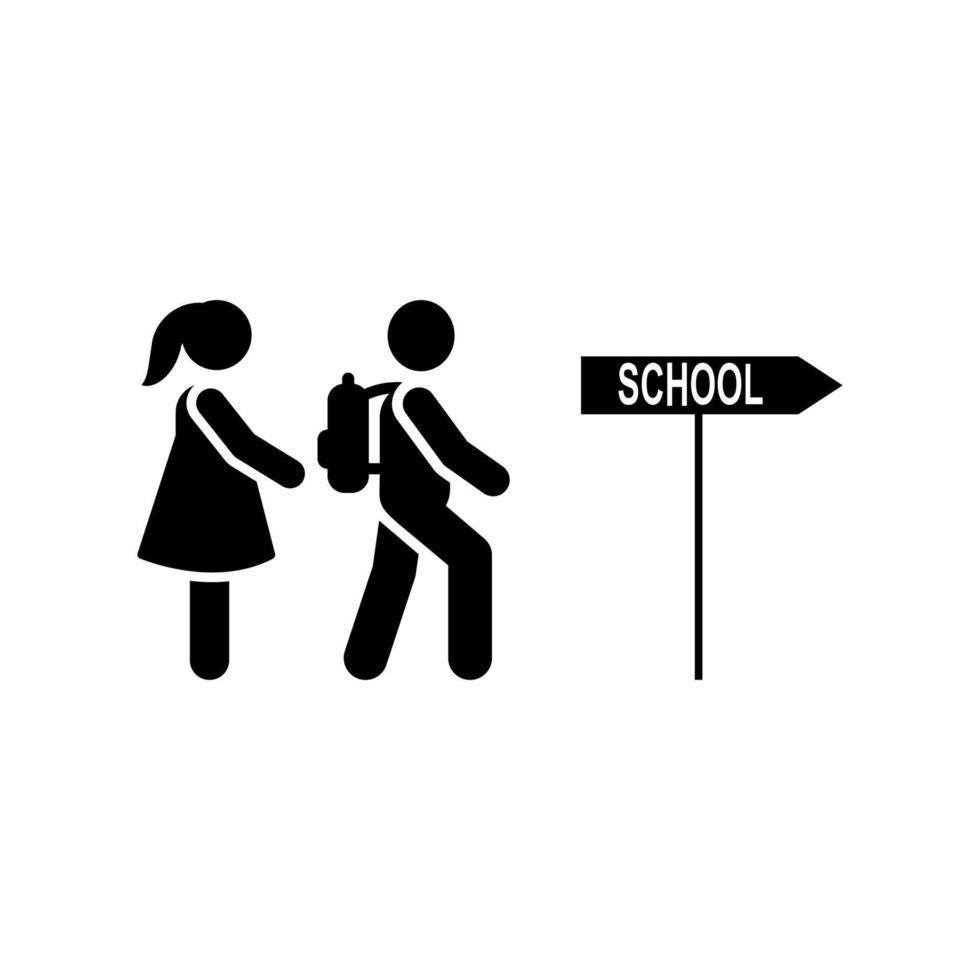 escola caminho ir alunos pictograma vetor ícone