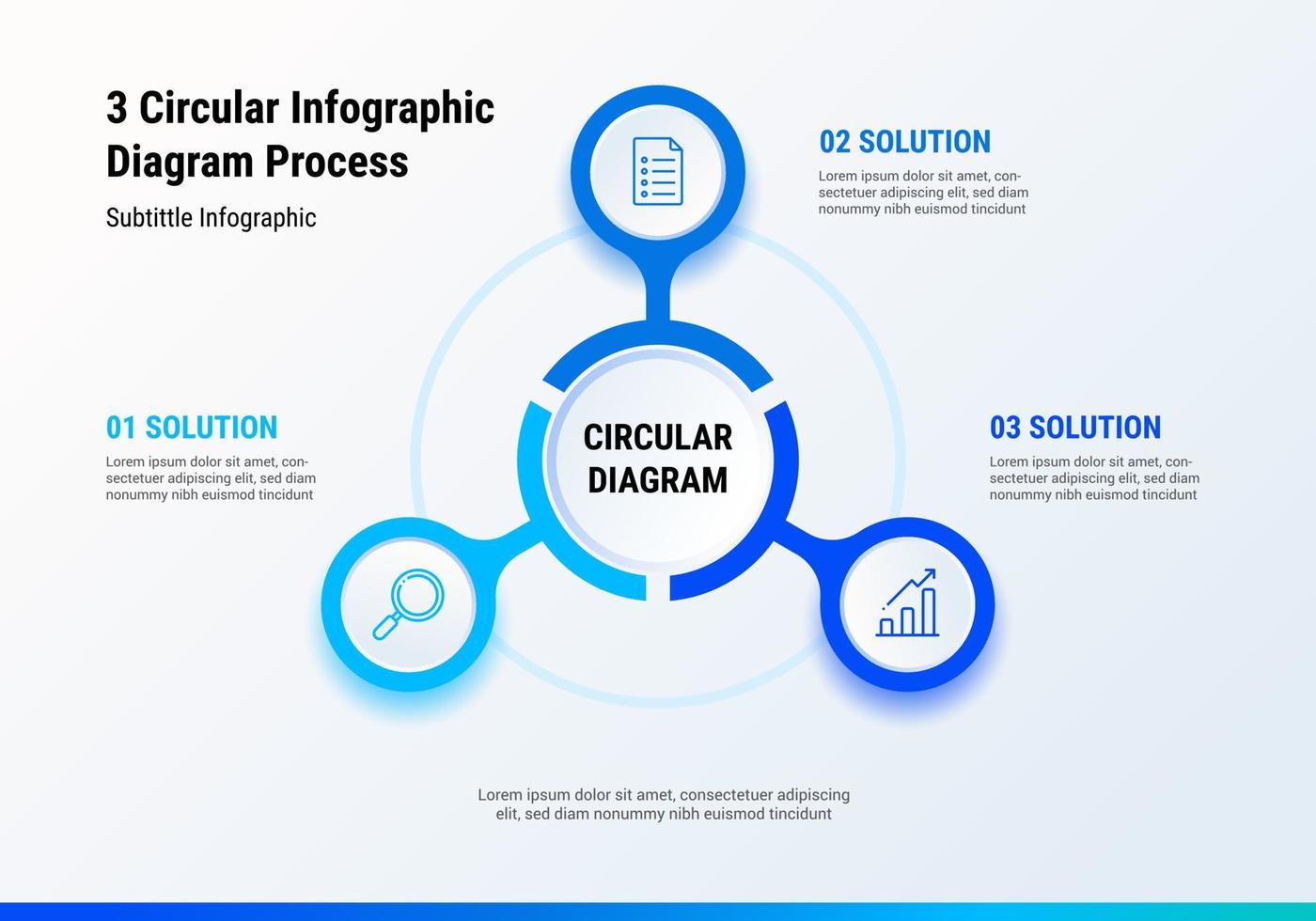 3 circular infográfico diagrama processo vetor