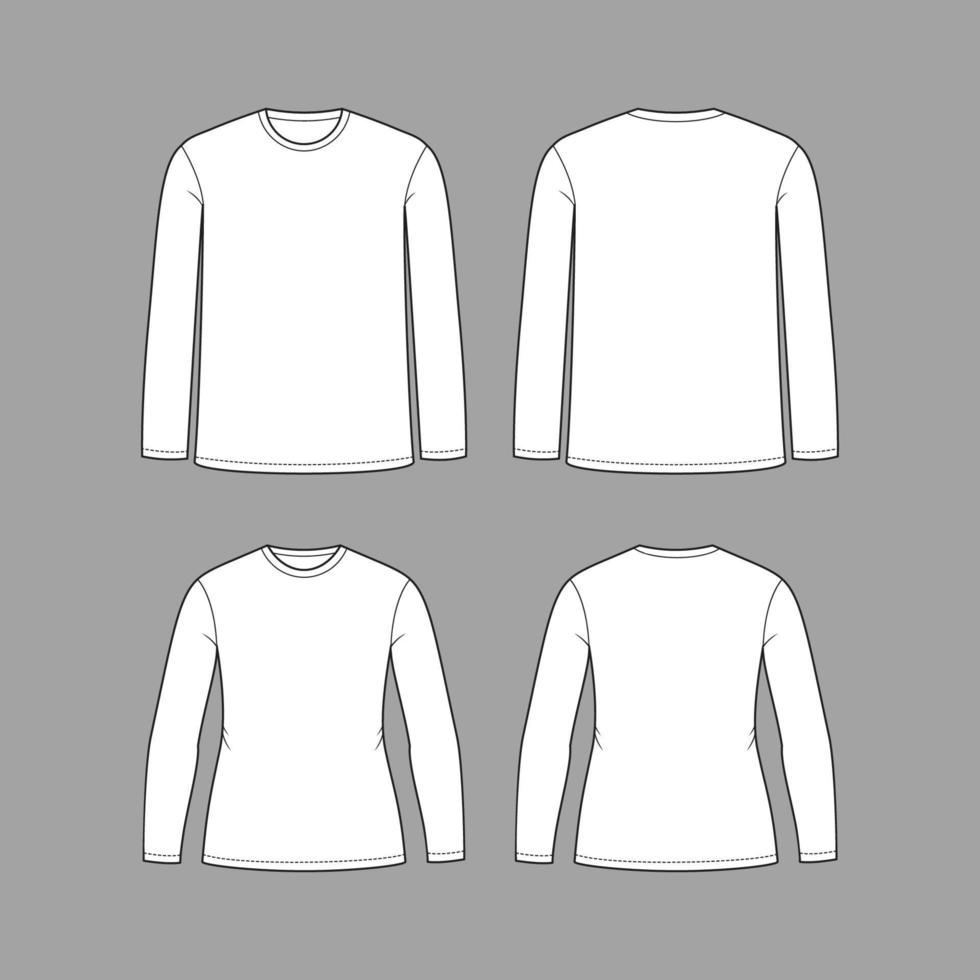 2d esboço branco grandes manga camiseta vetor