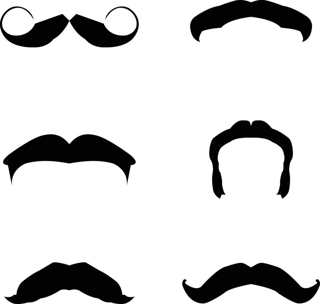 velho estilo Preto bigode silhuetas conjunto para moda, do pai dia, símbolo, ícone vetor