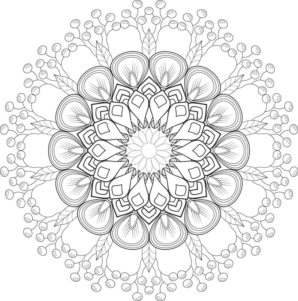 vetor desenhando para coloração livro. geométrico floral padronizar. contorno desenhando em uma branco fundo. mandala.