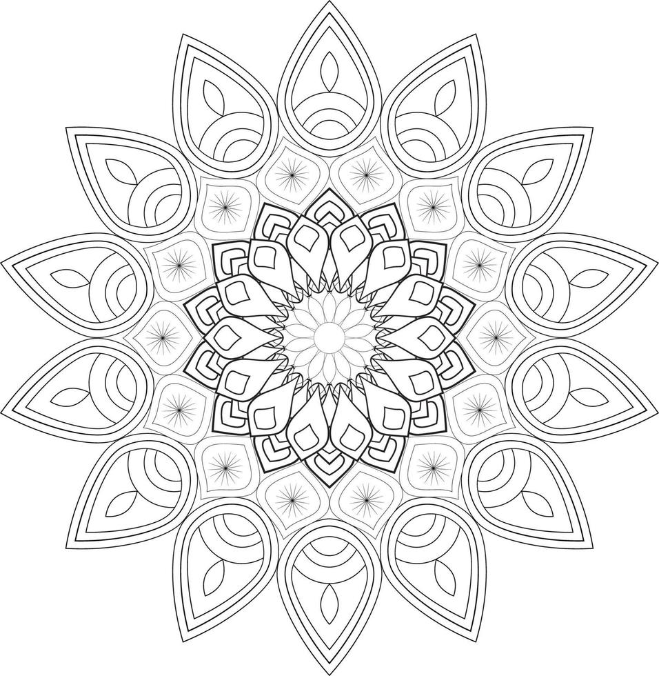 vetor desenhando para coloração livro. geométrico floral padronizar. contorno desenhando em uma branco fundo. mandala.
