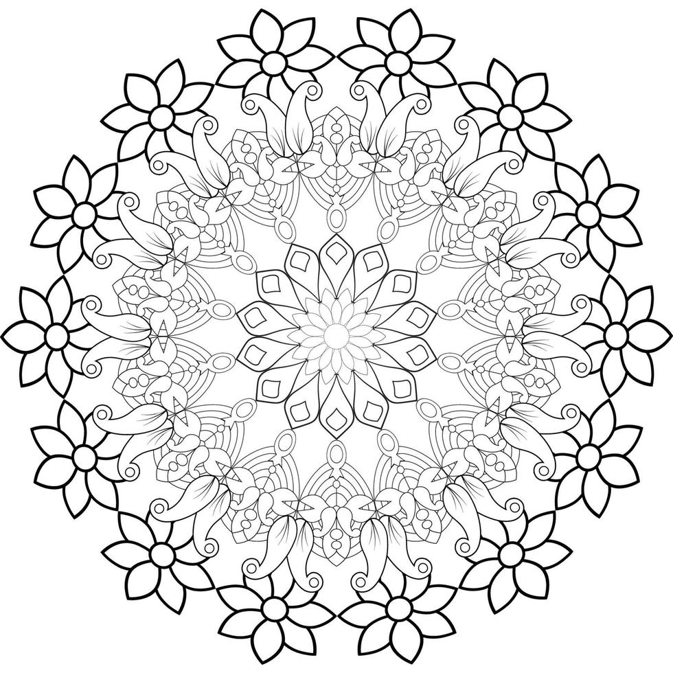 vetor desenhando para coloração livro. geométrico floral padronizar. contorno desenhando em uma branco fundo. mandala.