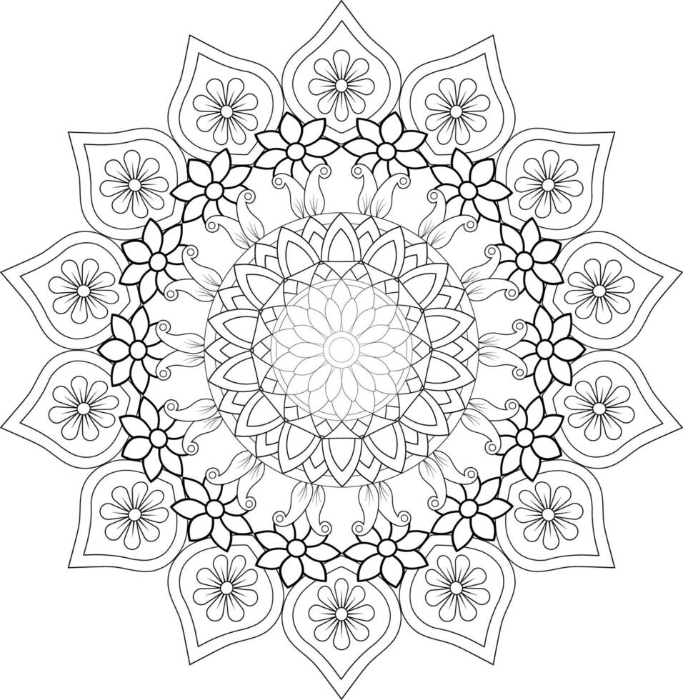 vetor desenhando para coloração livro. geométrico floral padronizar. contorno desenhando em uma branco fundo. mandala.