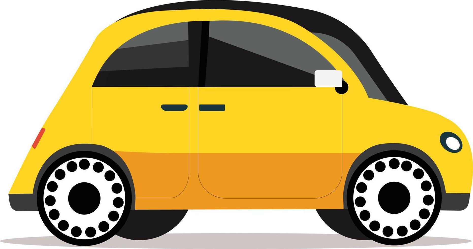 um carro amarelo em estilo cartoon vetor