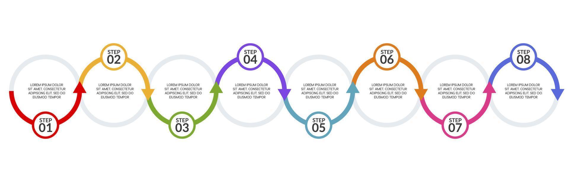 infográficos Projeto modelo e ícones com 8 opções ou 8 passos vetor