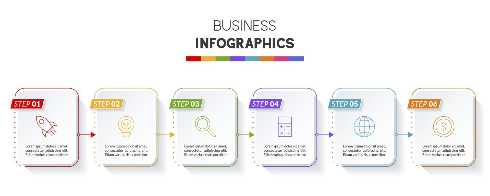 infográficos Projeto modelo e ícones com 6 opções ou 6 passos vetor