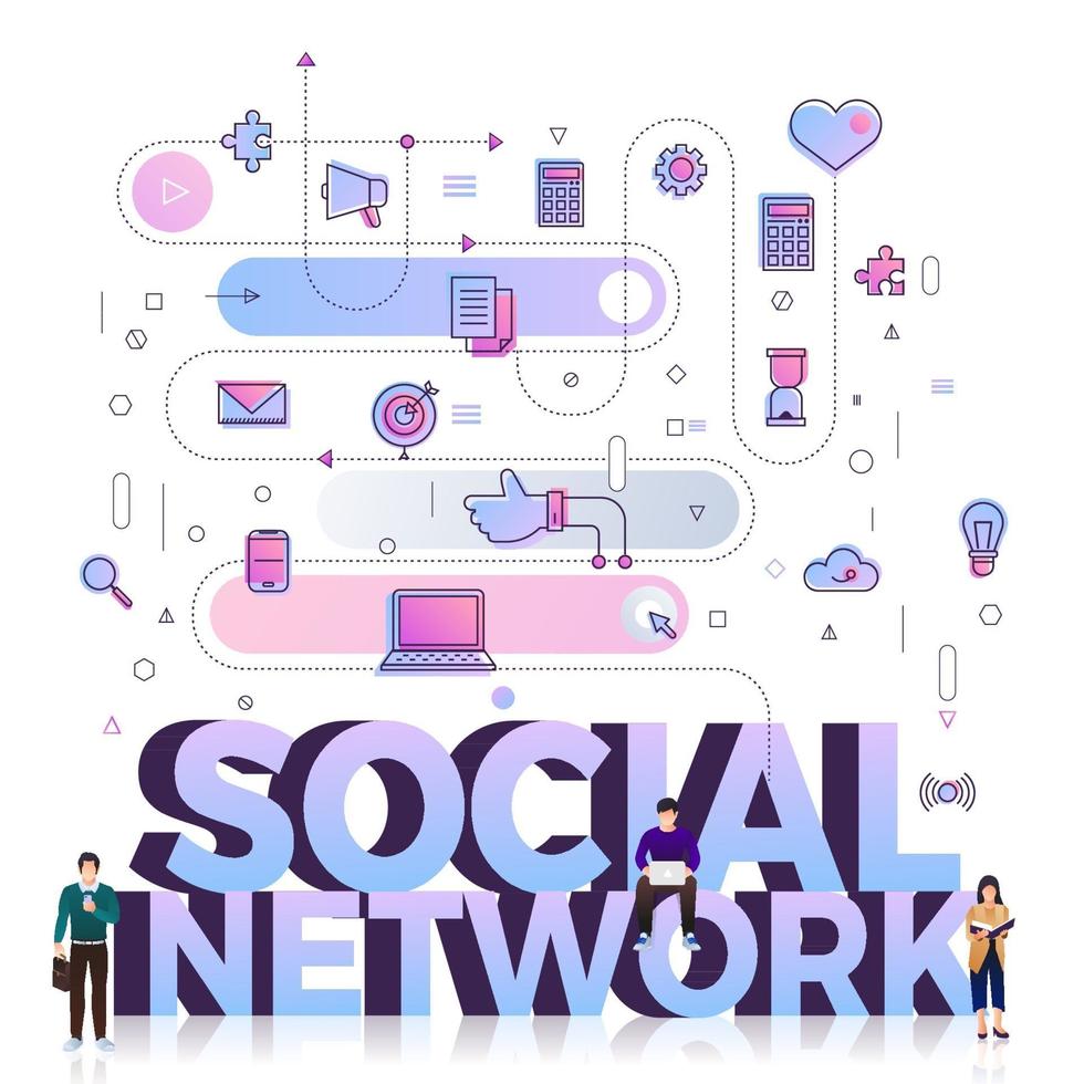 rede social palavra de negócios vetor