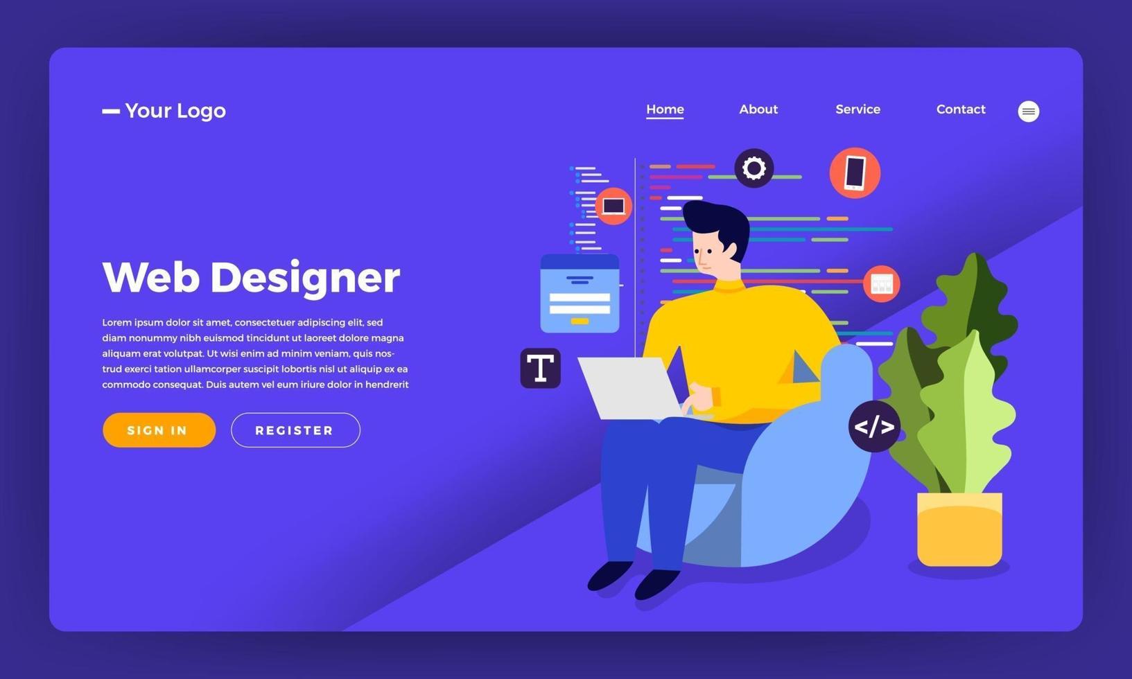 web designer e desenvolvedor vetor