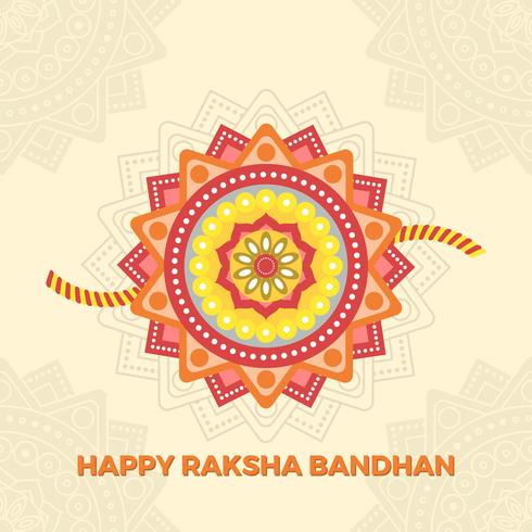 Cumprimentos de Flat Rakhi feliz com ilustração em vetor fundo Mandala