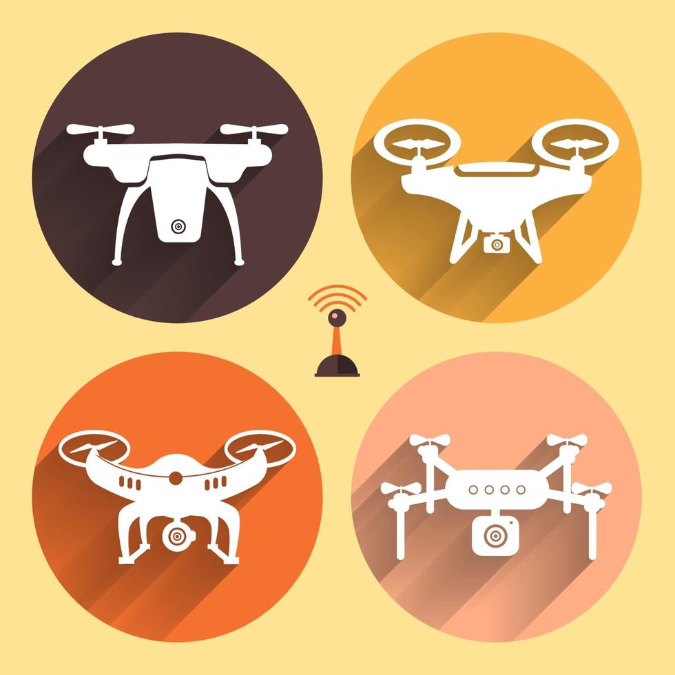 conjunto de ilustrações vetoriais de drones vetor