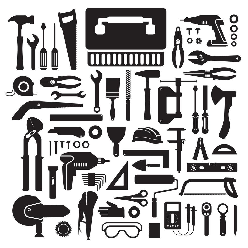 conjunto de ícones, ferramentas de hardware vetor
