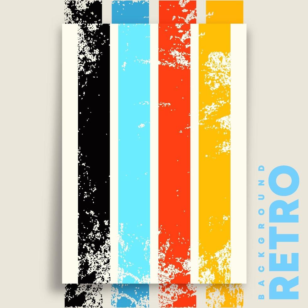 poster design retro com textura grunge vintage e listras coloridas. ilustração vetorial vetor