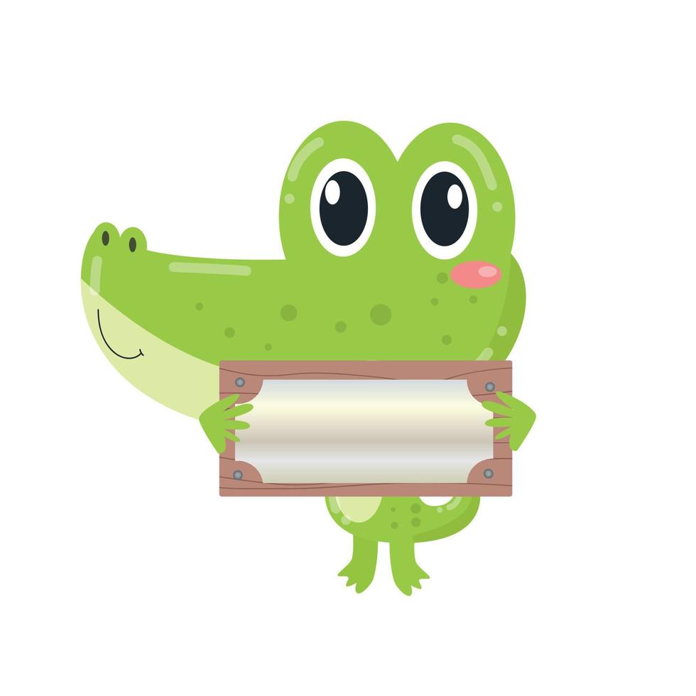Jacaré alegria inc uma logotipo apresentando uma fofa e adorável crocodilo vetor