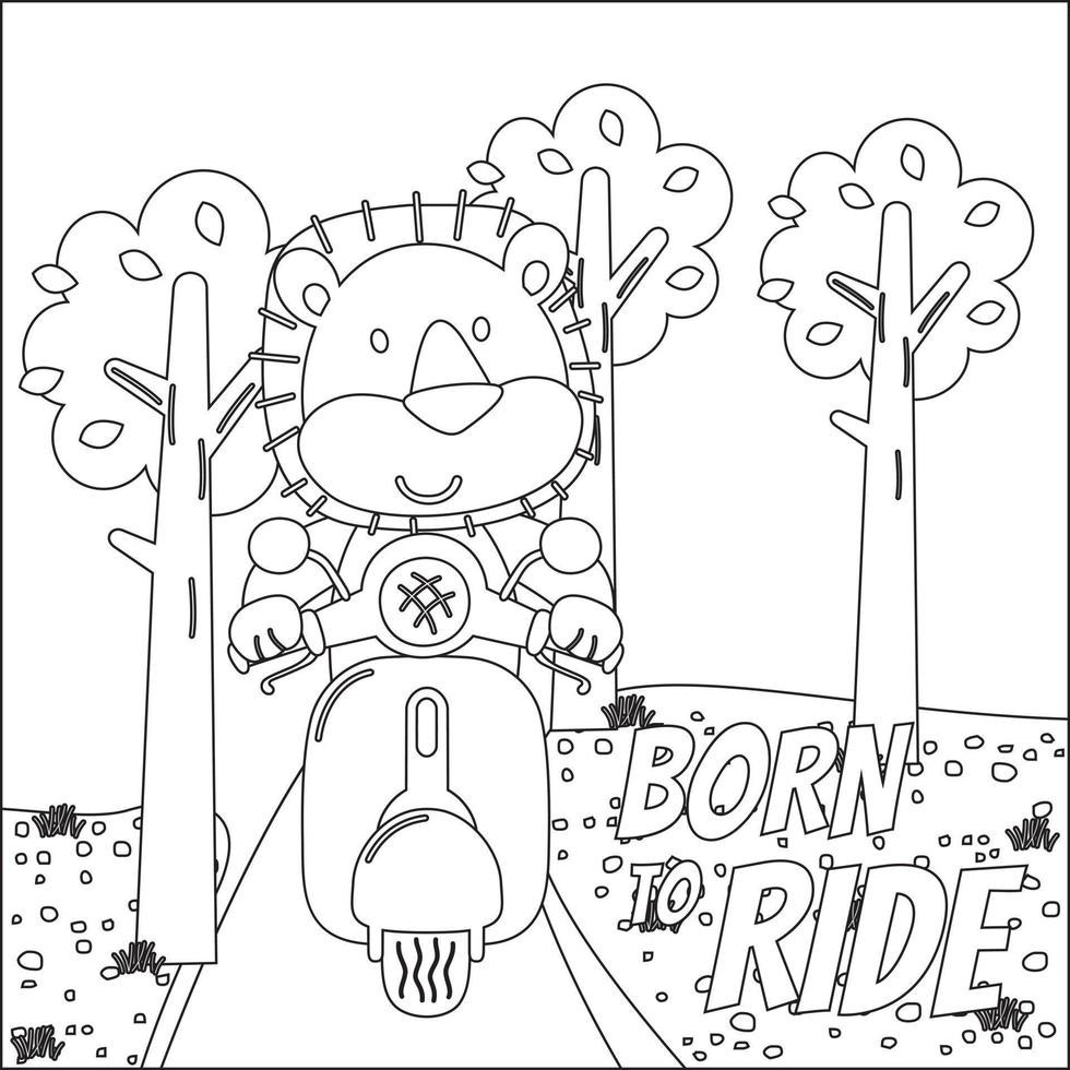 fofa pequeno animal equitação lambreta, engraçado animal desenho animado, vetor ilustração. infantil Projeto para crianças atividade coloração livro ou página.