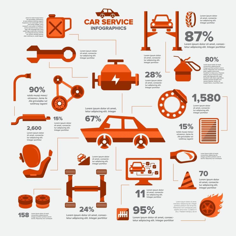 infográfico de serviço de carro vetor