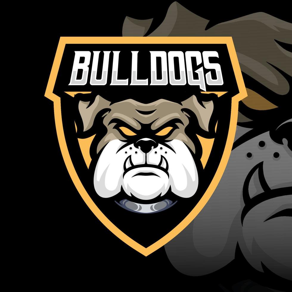 mascote do buldogue este é adequado para e-sport jogos logotipo modelo vetor