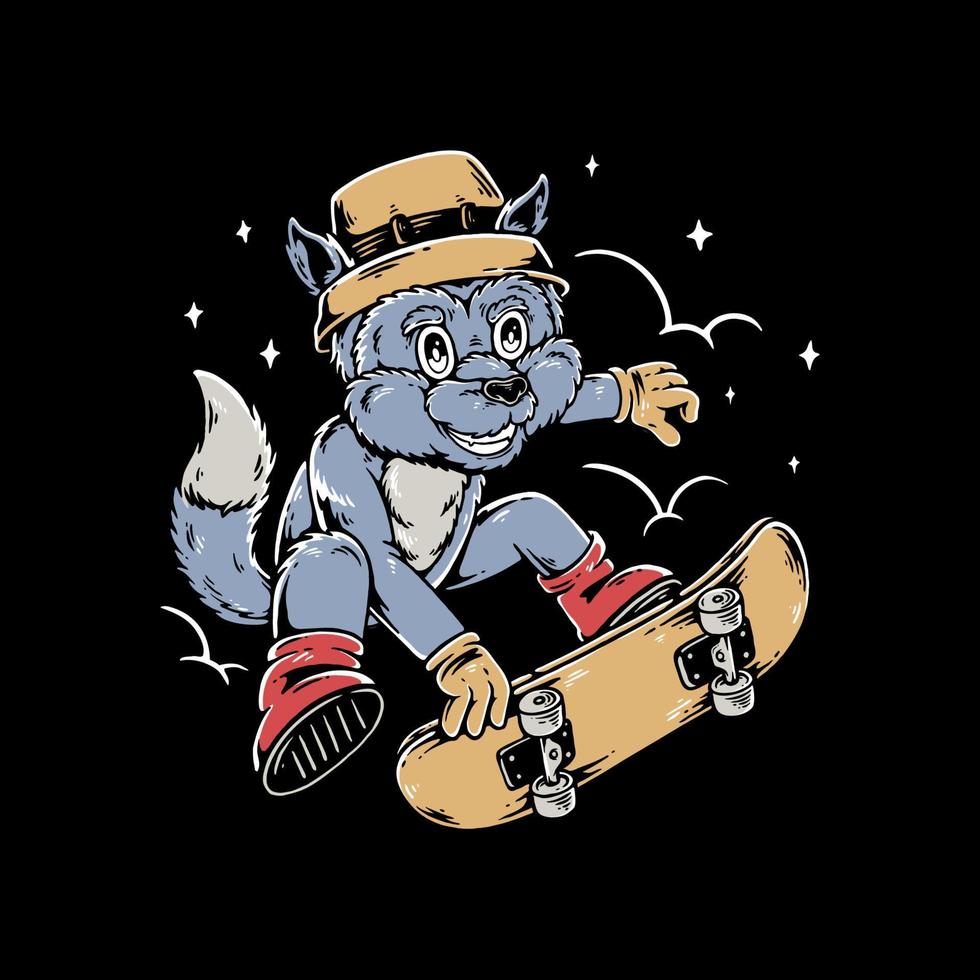 ilustração vetor gráfico do Lobo skate adequado para camiseta Projeto