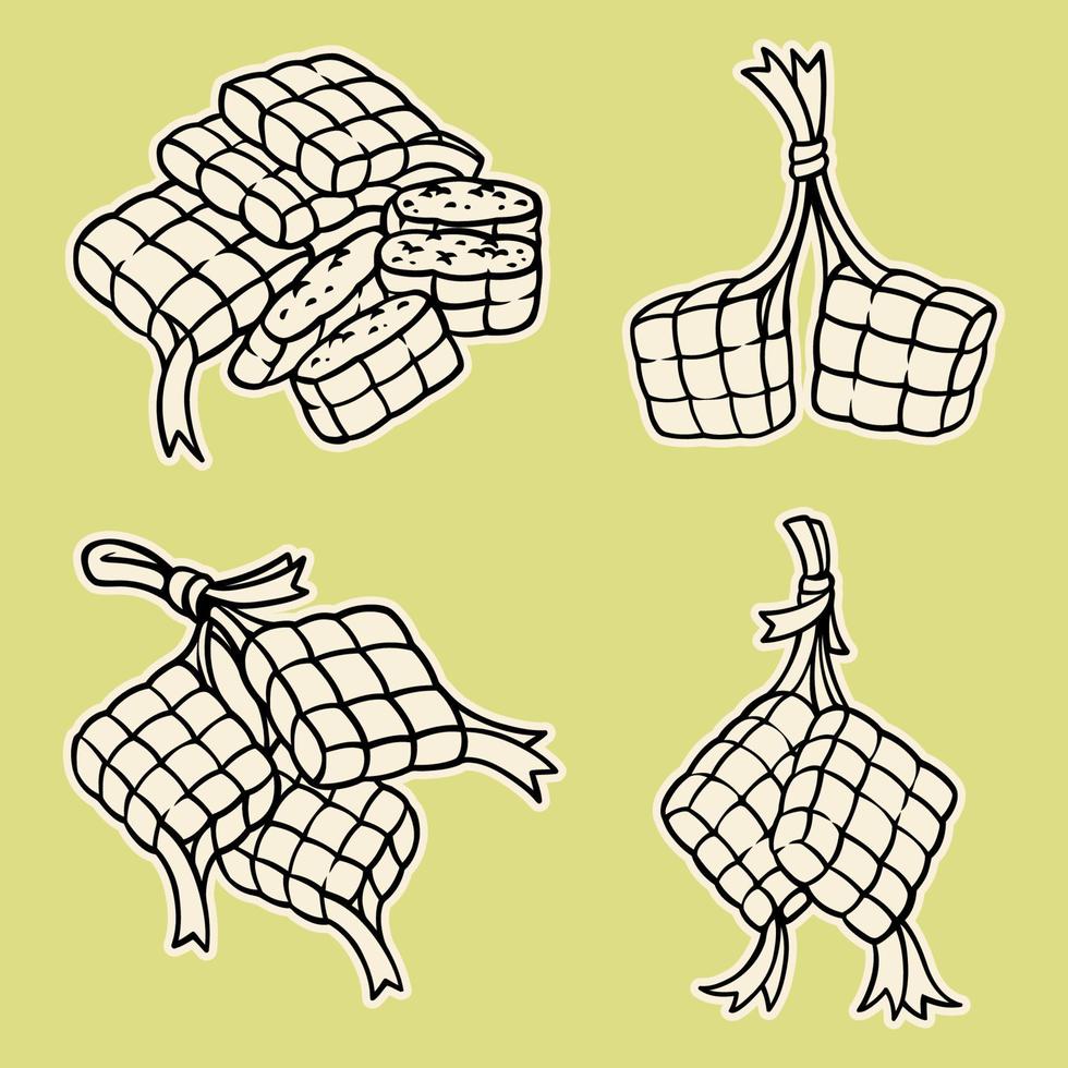 ilustração vetor gráfico do ketupat Preto branco adequado para modelo Projeto