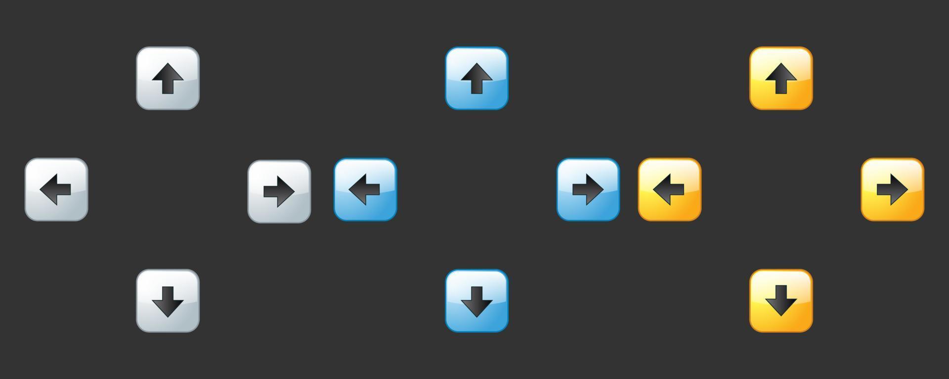 jogos Projeto interface com lustroso botões e painéis, Setas; flechas vetor