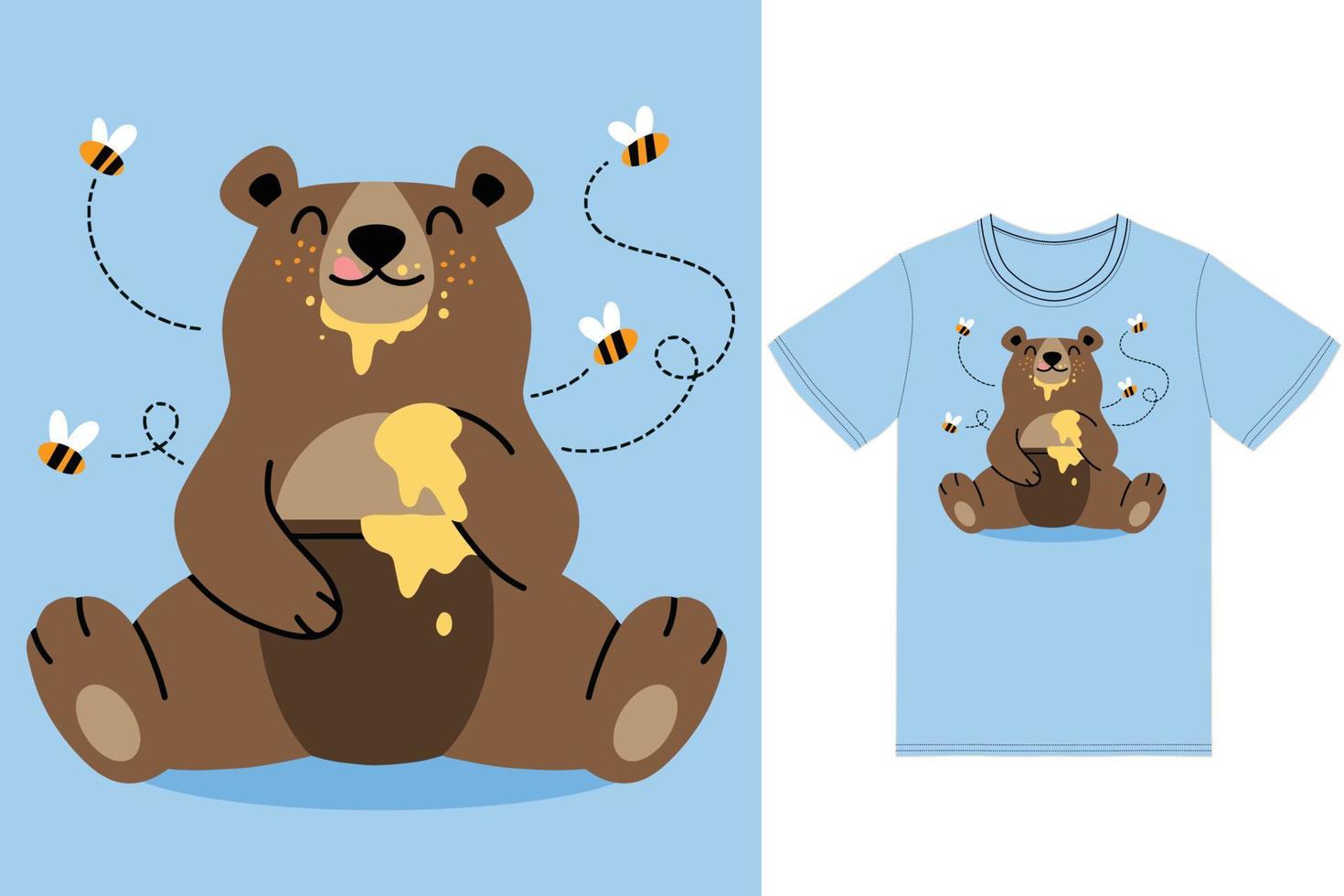 fofa Urso comendo querida ilustração com camiseta Projeto Prêmio vetor