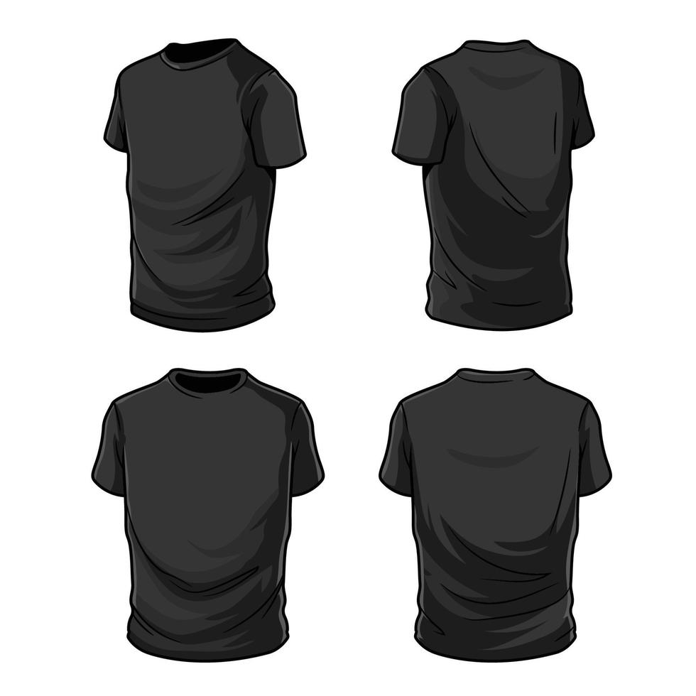 delineado Preto camiseta brincar com quatro lado vetor