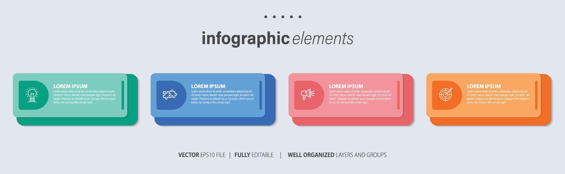 apresentação modelo de infográfico de negócios com 4 opções. ilustração vetorial. vetor