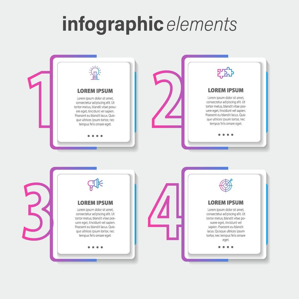 modelo de design de infográfico vetorial com 4 opções ou etapas vetor