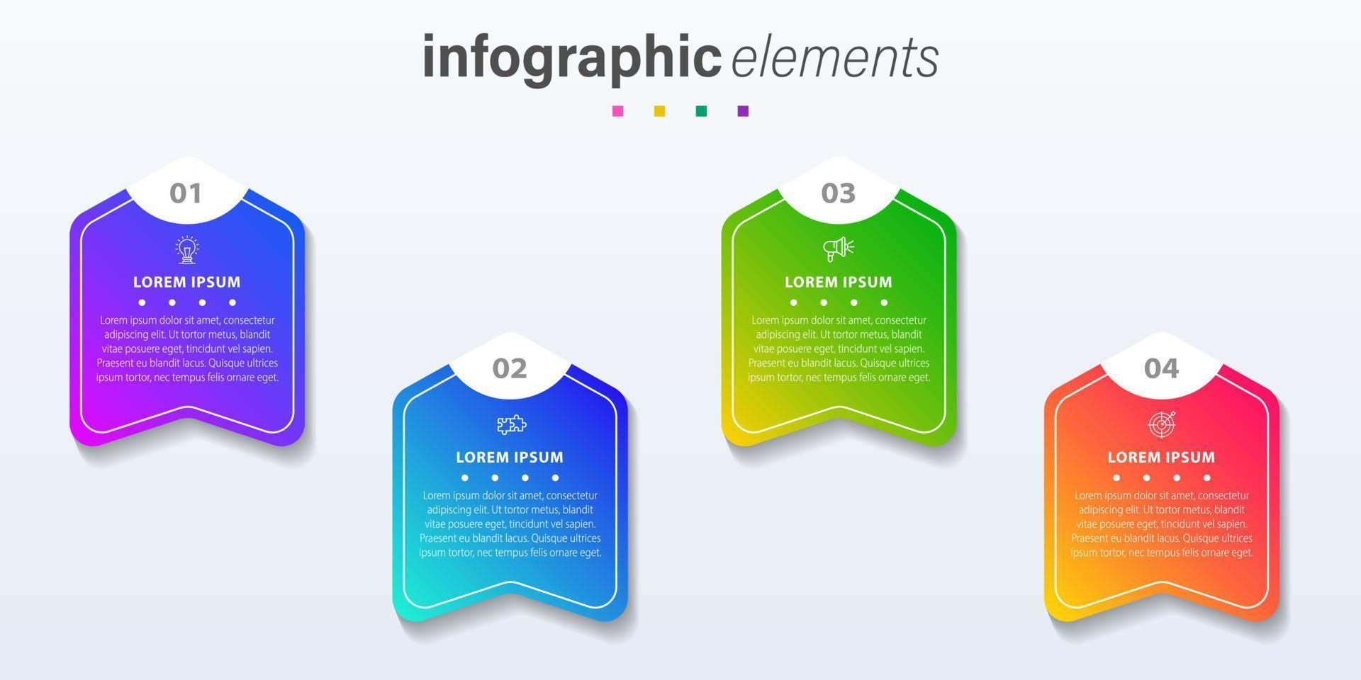 o negócio infográfico elementos modelo Projeto com ícones e 4 opções ou passos. vetor ilustração.