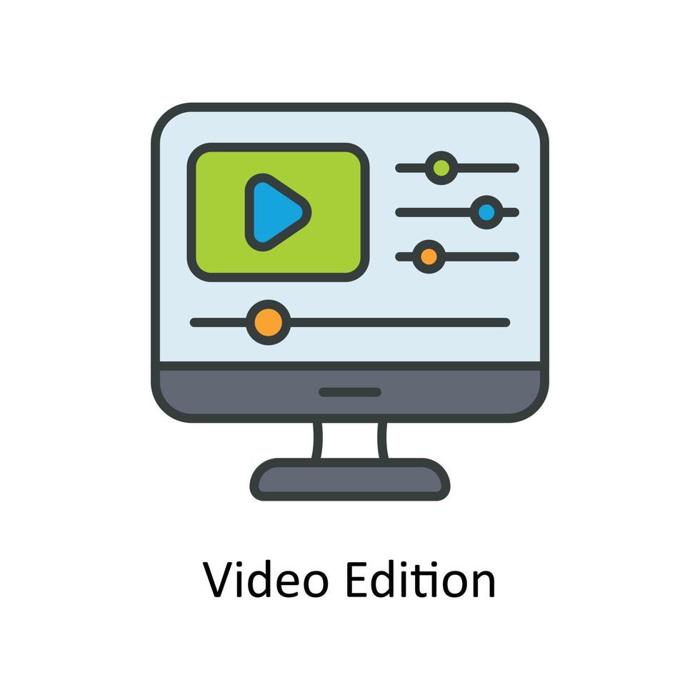 vídeo edição vetor preencher esboço ícones. simples estoque ilustração estoque