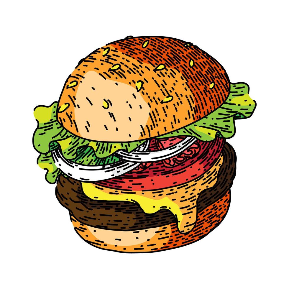 hamburguer Hamburger Comida esboço mão desenhado vetor