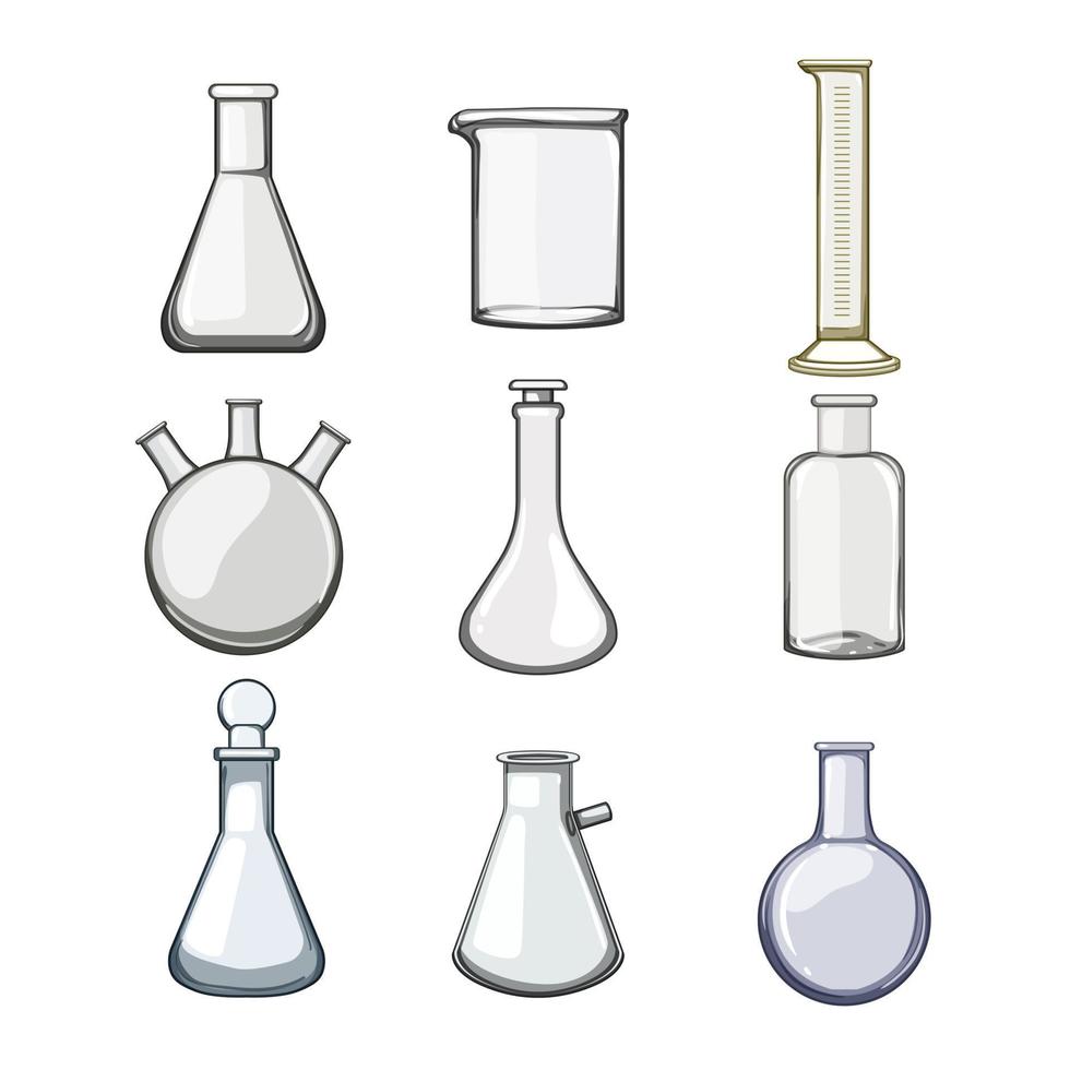laboratório artigos de vidro conjunto desenho animado vetor ilustração