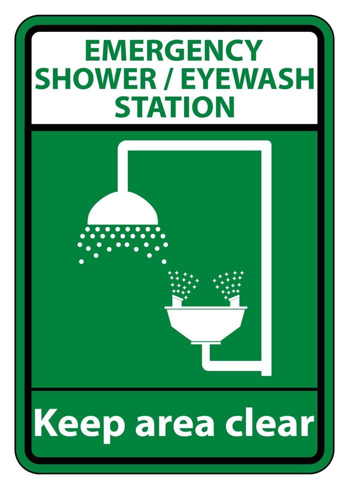 chuveiro, sinal de estação para lavagem dos olhos isolado em fundo branco, ilustração vetorial vetor