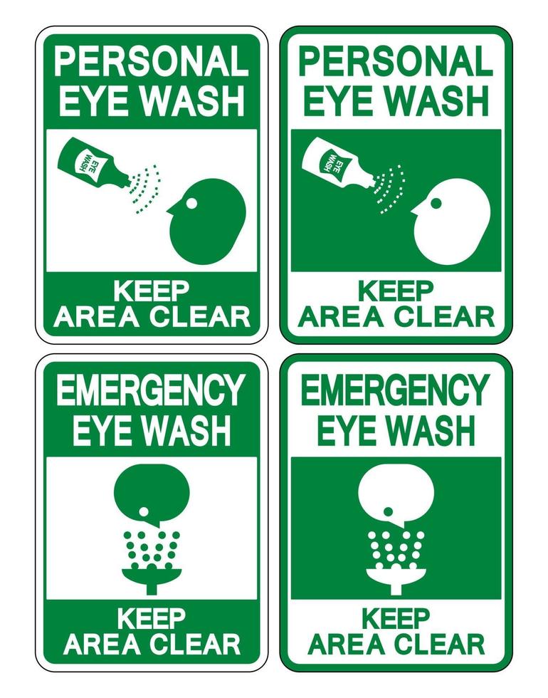 lava-olhos pessoal mantenha a área limpa sinal isolado no fundo branco, ilustração vetorial vetor