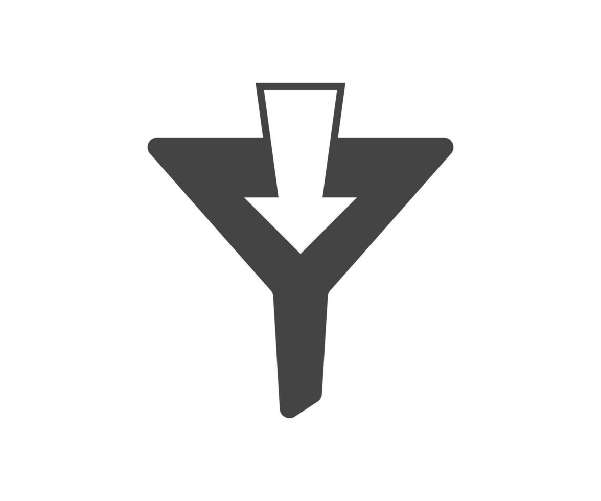 vetor de ícone do funil. sinal de classificação, símbolo de filtro preto e branco.