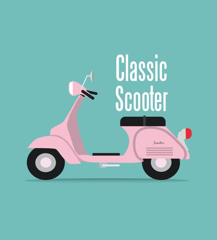 scooter clássico rosa vintage de ilustração vetorial vetor