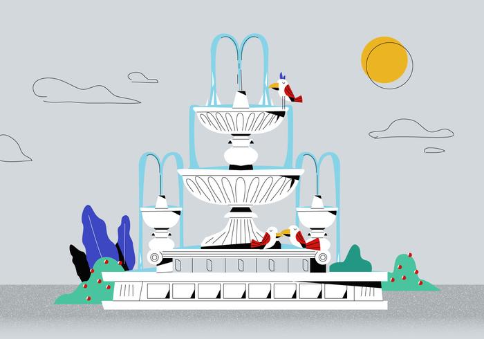 Ilustração de fundo plano branco clássico Roman Fountain Vector