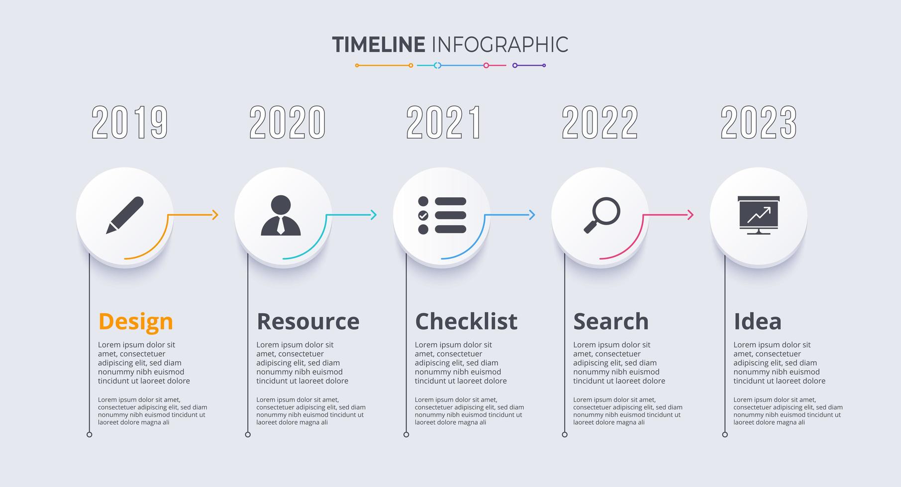 modelo de infográficos de linha do tempo. marco ou conceito de diagrama de processo. vetor